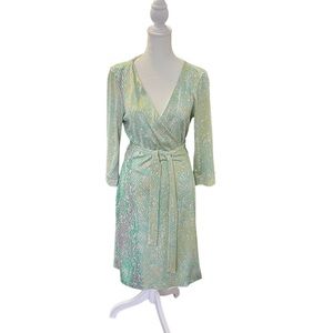 DVF 100% Silk New Julian Two Snake Print Wrap Midi Dress